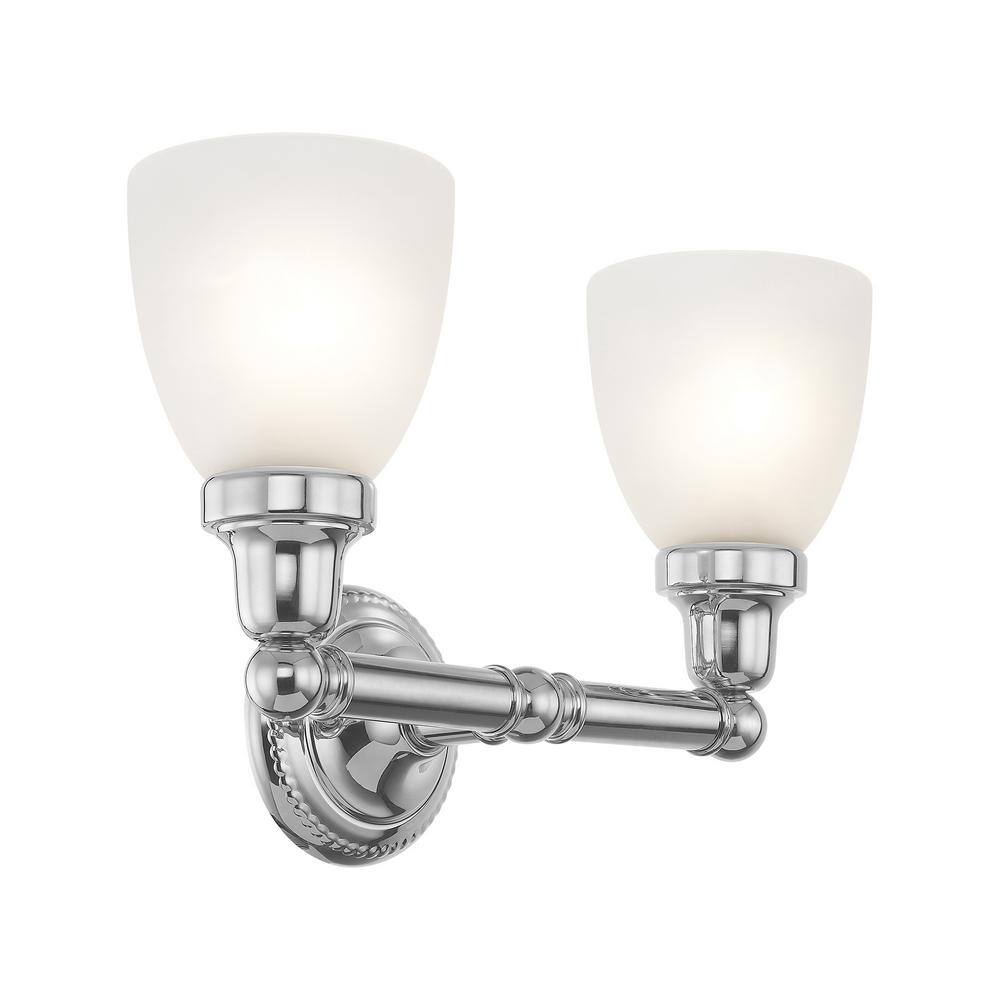 Polished Chrome 2-Light Vanity with Satin Opal Glass