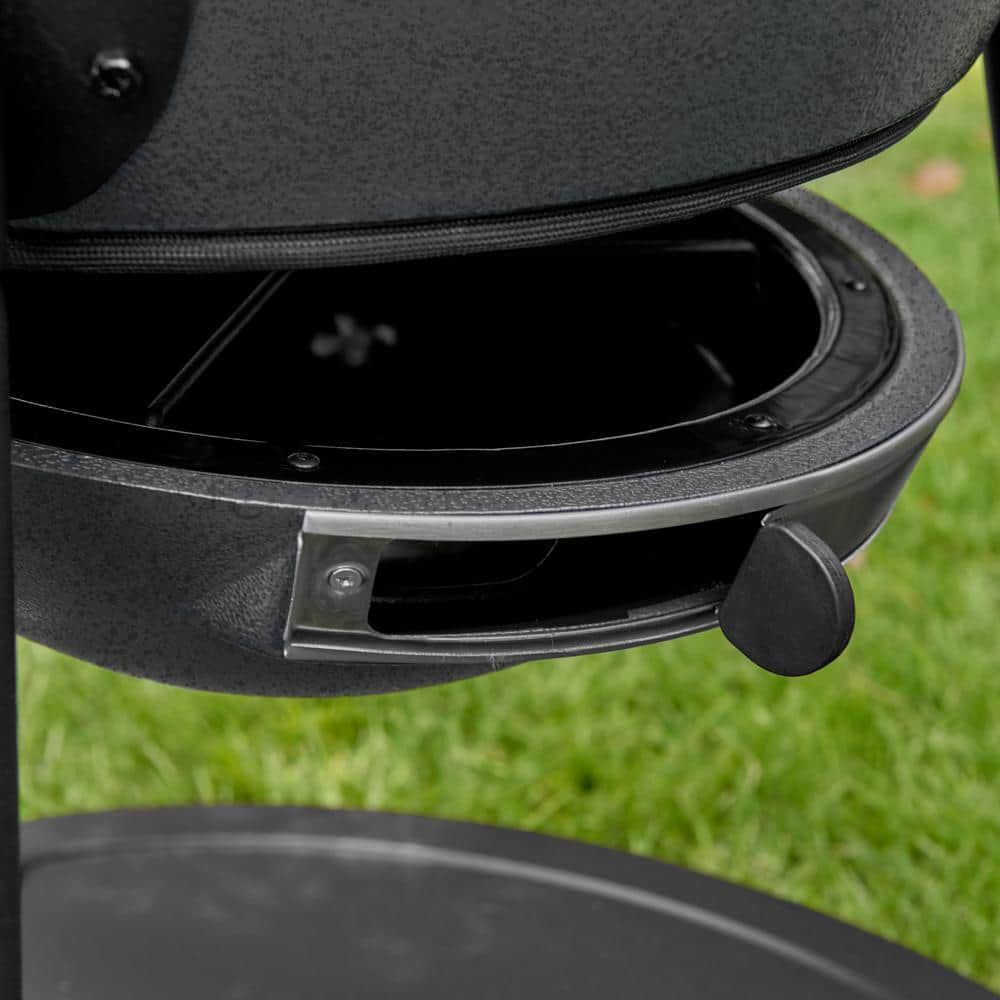 AKORN Graphite Kamado Charcoal Grill and Smoker with Side Shelves