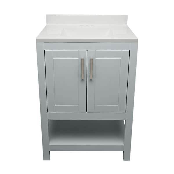 Ella Taos 25 in. W x 19. in D. x 36 in. H Bath Vanity in Grey with Cultured Marble White Top
