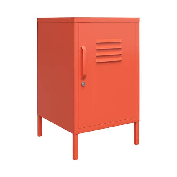 Cache 27.14 in. Orange Metal Locker End Table