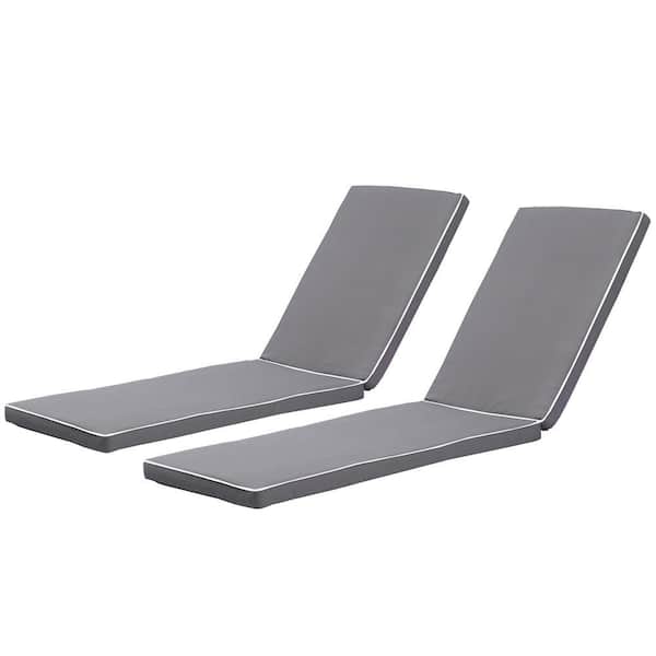 2 Pieces 74.41 x 22.05 x 2.76 Outdoor Chaise Lounge Replacement Cushion, Patio Furniture Seat Cushion, Gray