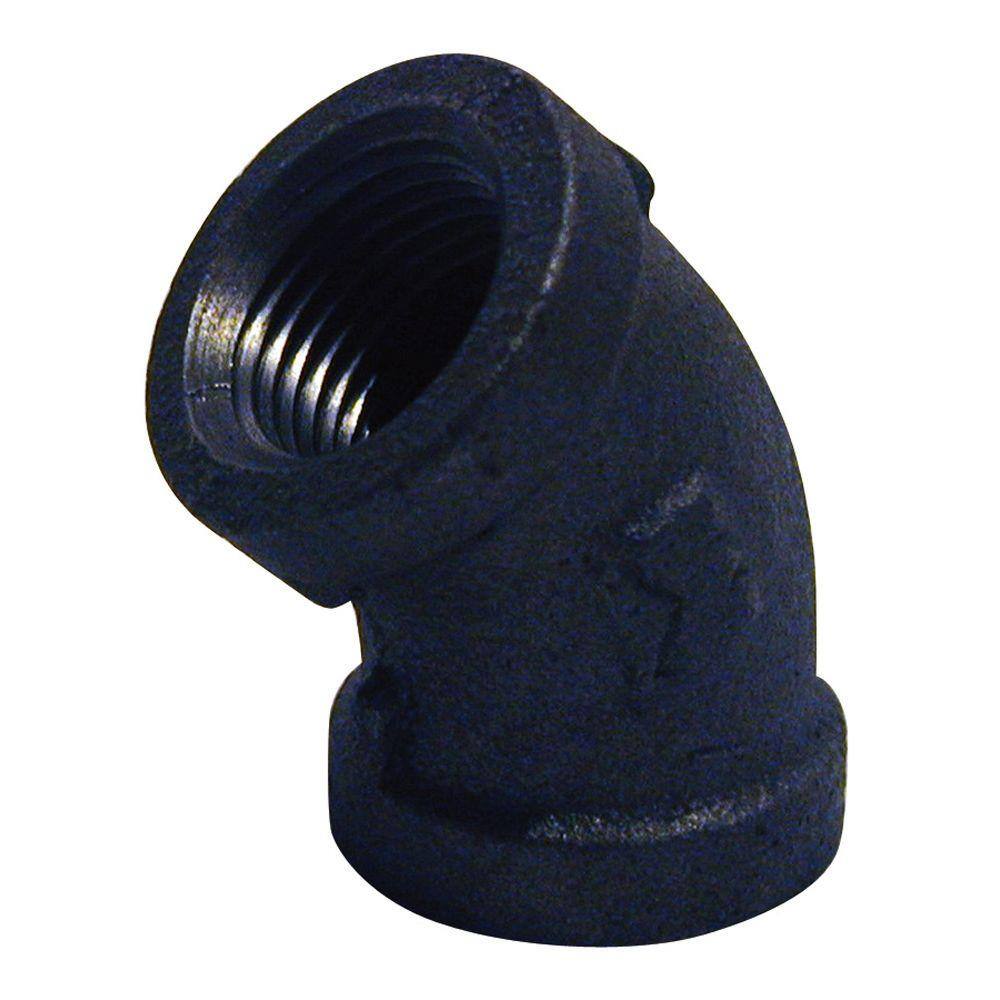 1" BSP Elbow 45° Female/Female Black Malleable Iron Pipe Fitting 