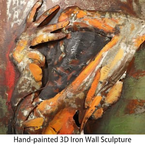 48 in. x 32 in. "Nude Study 3" Mixed Media Iron Hand Painted Dimensional Wall Art
