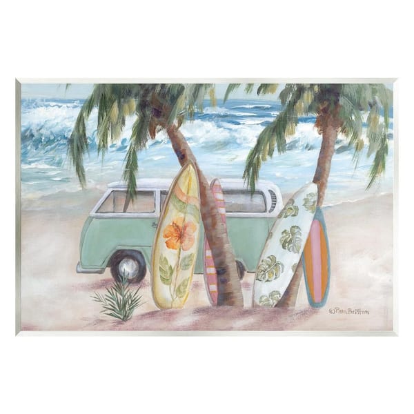 Summer Waves Tropical Van Surfboards by Pam Britton 1-Piece Unframed Nature Graphic Art Print 19 in. x 13 in.