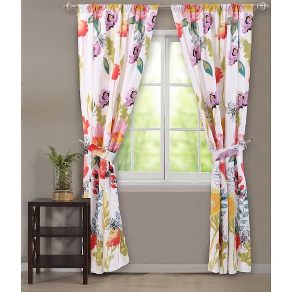 Kotile Floral Sheer Curtains Rod Pocket Voile Sheer Drapes for Bedroom  Floral Blossom Print Window Curtain Panels, Red Pink, 52 x 84 Inch, Set of  2