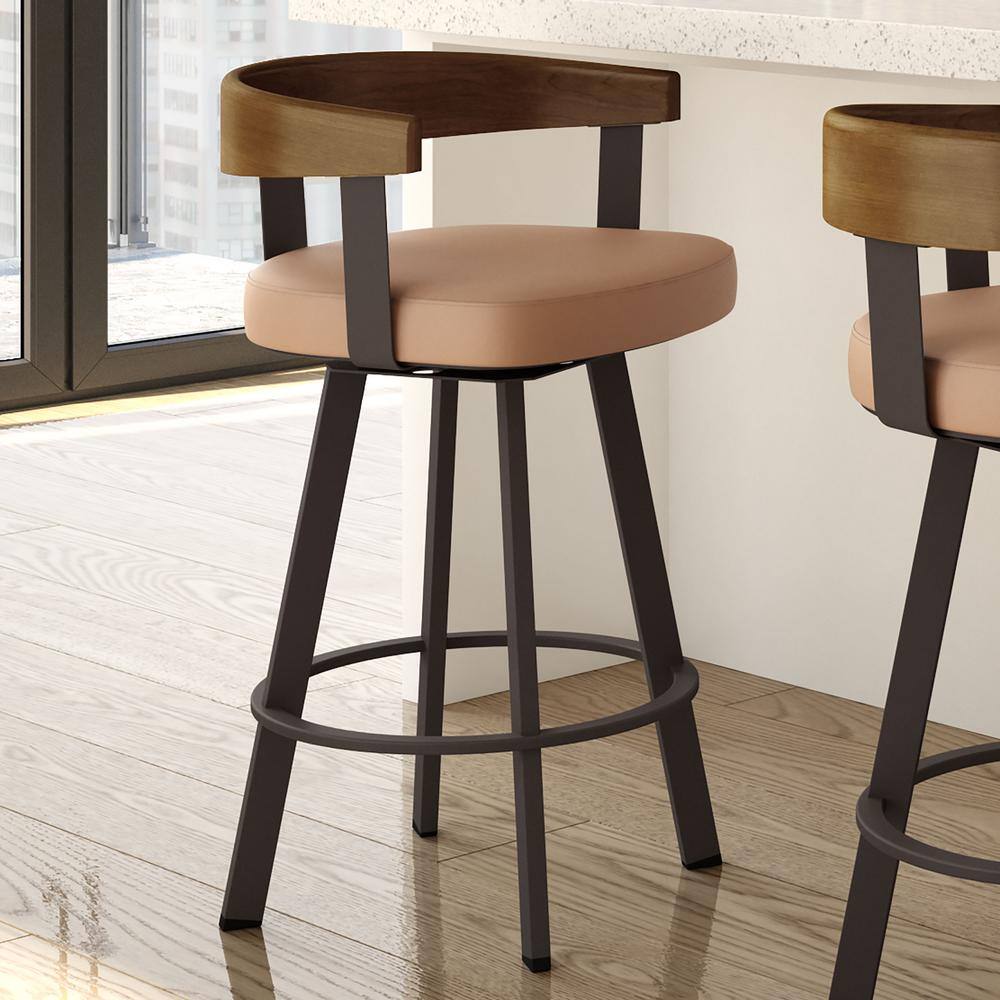 Amisco Lars 26" Brown Faux Leather Swivel Counter Stool