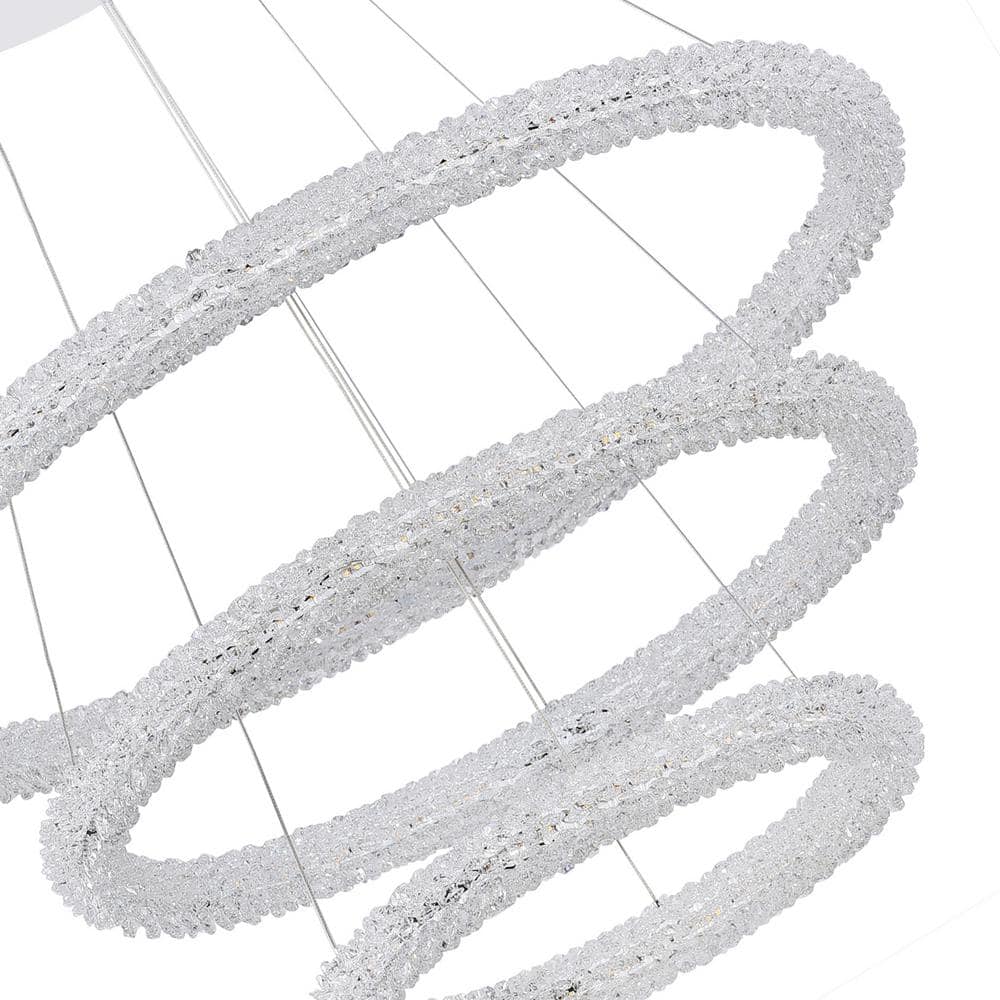 Arielle 32" Chrome and Crystal 3-Tier LED Chandelier