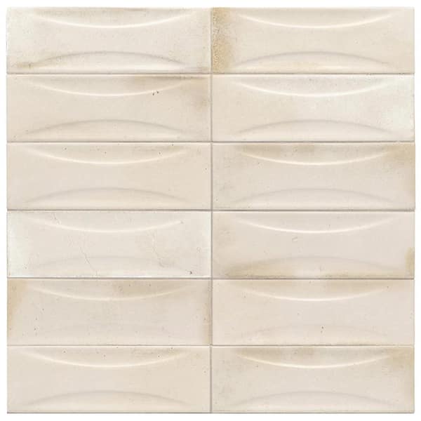 Apollo Tile Antiek White2.58 in. x 7.9 in. Glossy Ceramic Subway Deco Wall Tile Sample (0.14 Sq. ft./case) (1-pack)
