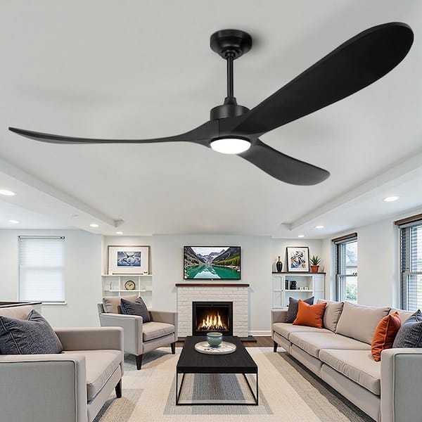 ARISKEEN 72 in. Black Indoor/OutdoorCeiling Fans with Lights, 3 Wood Blade Ceiling Fan with Remote Control for Patio Living Room
