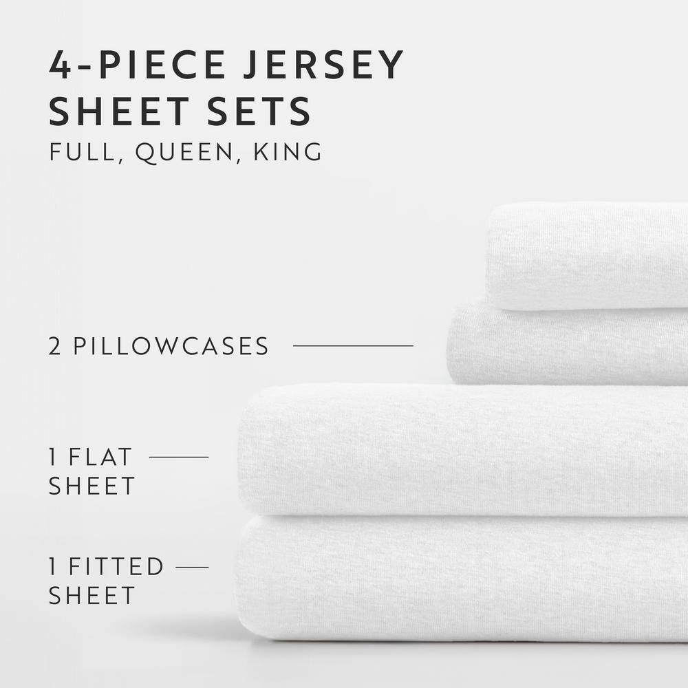 Twin White Cotton Jersey Deep Pocket Sheet Set