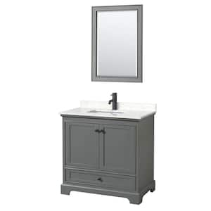 Deborah 36 in. W x 22 in. D x 35 in. H Single Bath Vanity in Dark Gray w/ Carrara Cultured Marble Top and 24 in. Mirror