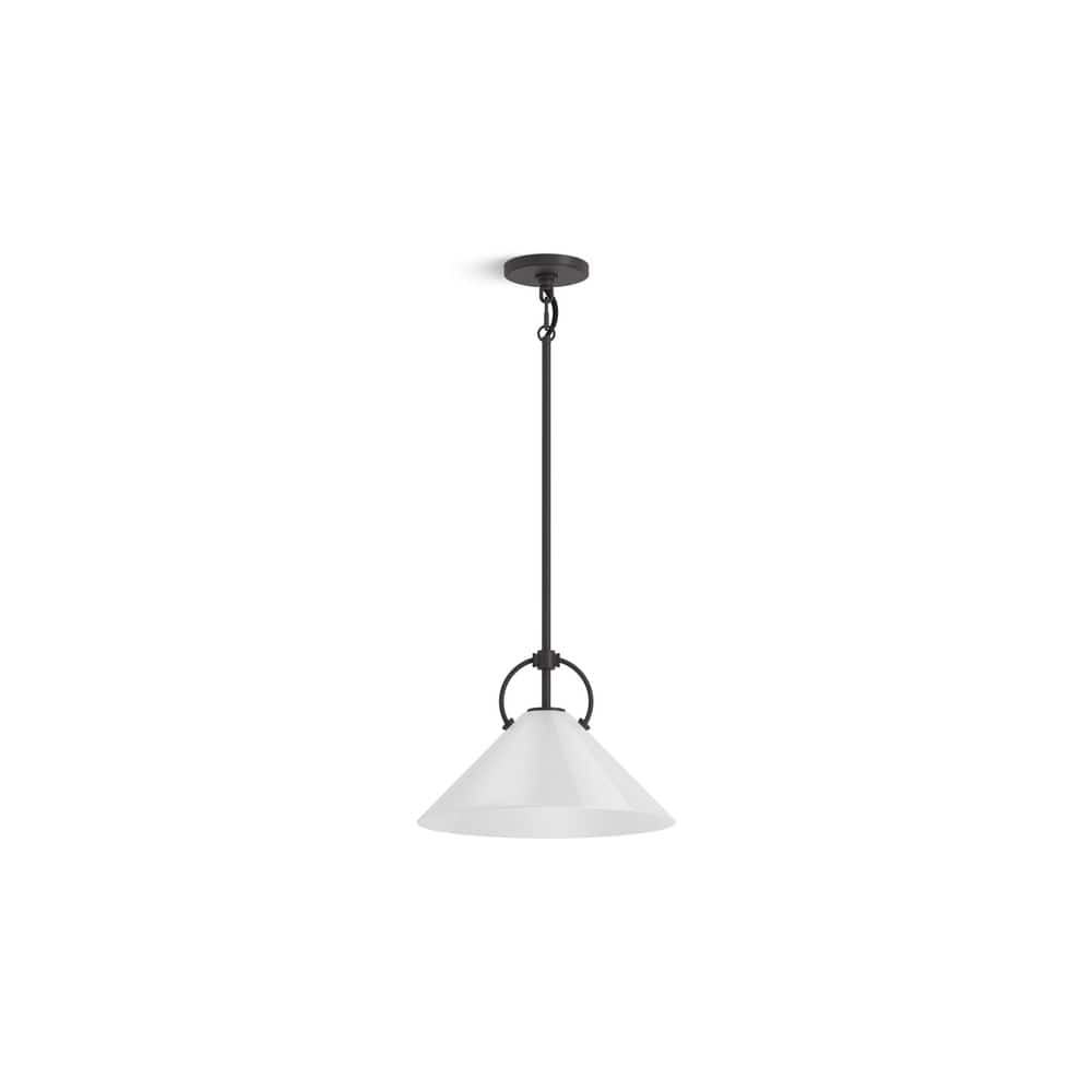 Kernen Matte Black 14" Glass LED Pendant Light