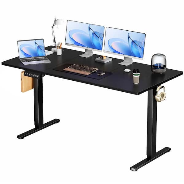 Unbranded 63 in. Black Electric Standing Desk Adjustable Height Writing Desk Stand Up Computer Table with Headphone Hook