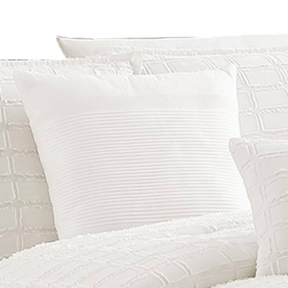 White Cotton King Comforter Set with Fringe Details