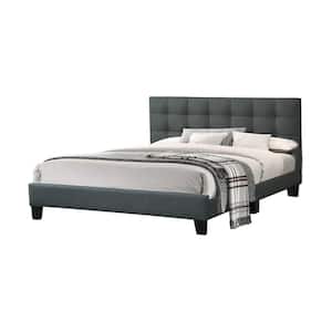 Charcoal Gray Fabric Upholstered Full Size Bed