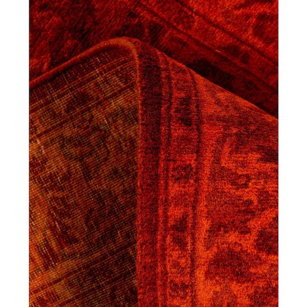 Overdyed Orange 2 ft. x 18 ft. Solid Wool Indoor Runner Rug