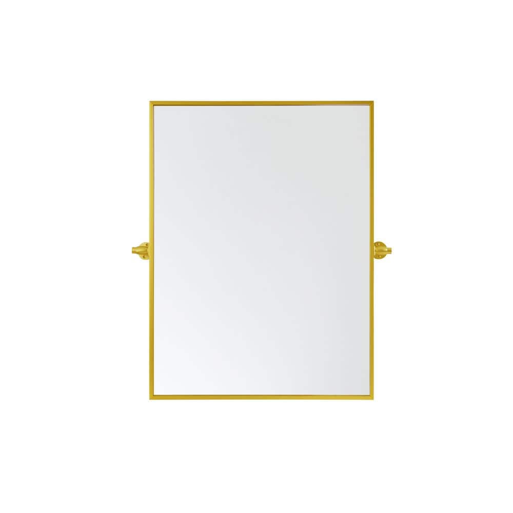 Timeless Home 24 in. W x 32 in. H Aluminum Gold Pivot Mirror
