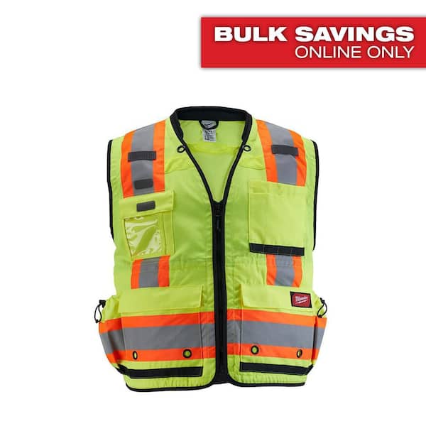 Small/Medium Yellow Class 2 Surveyor's High Visibility Safety Vest with 27-Pockets