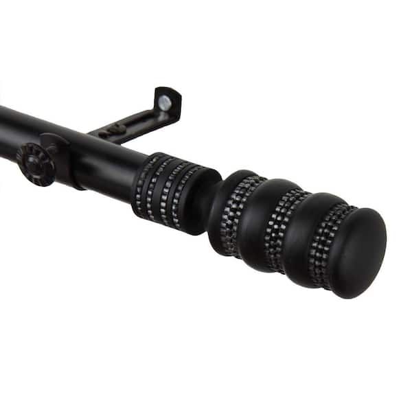 Rod Desyne 120 in. - 170 in. Telescoping Single Curtain Rod Kit in Black with Whirl Finial