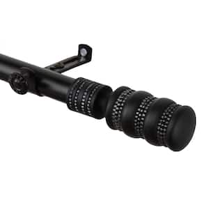 28 in. - 48 in. Telescoping Single Curtain Rod Kit in Black with Dollop Finial