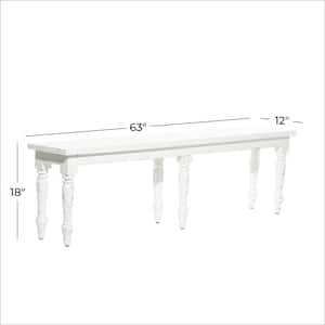 White Long Slim Bench 18 in. X 63 in. X 12 in.