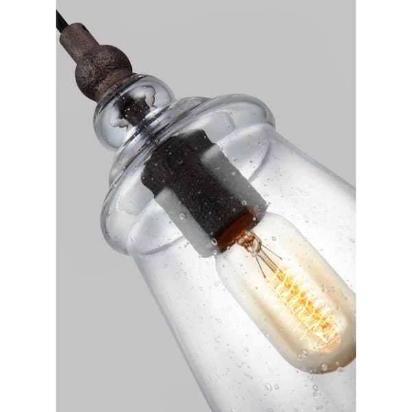 Loras 1-Light Dark Weathered Iron Mini-Pendant