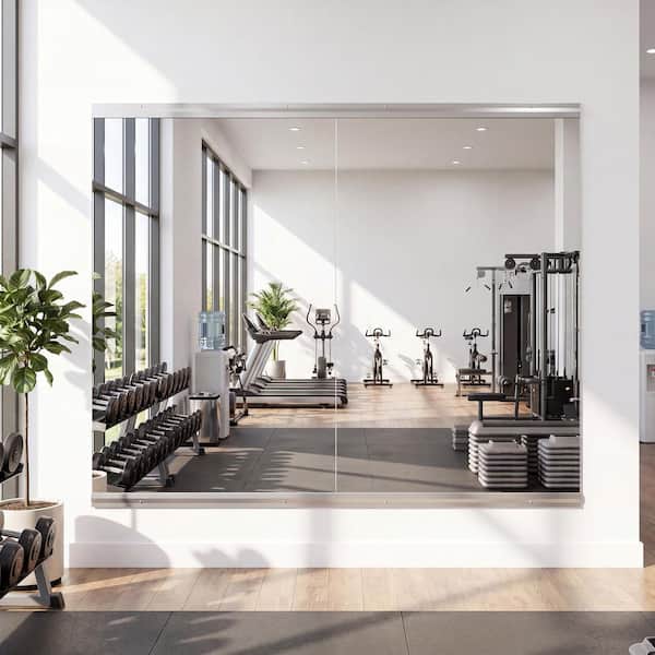 2-Pieces 33 in. W x 60 in. H Rectangle Frameless Gym Mirror Dance Mirror Wall Mirror