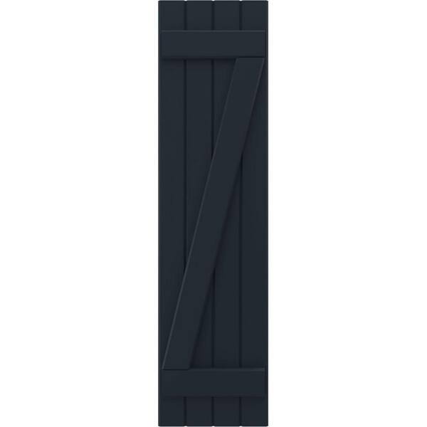 Ekena Millwork 14 in. W x 51 in. H Americraft 4-Board Exterior Real Wood Joined Board and Batten Shutters w/Z-Bar Starless Night Blue - image 5