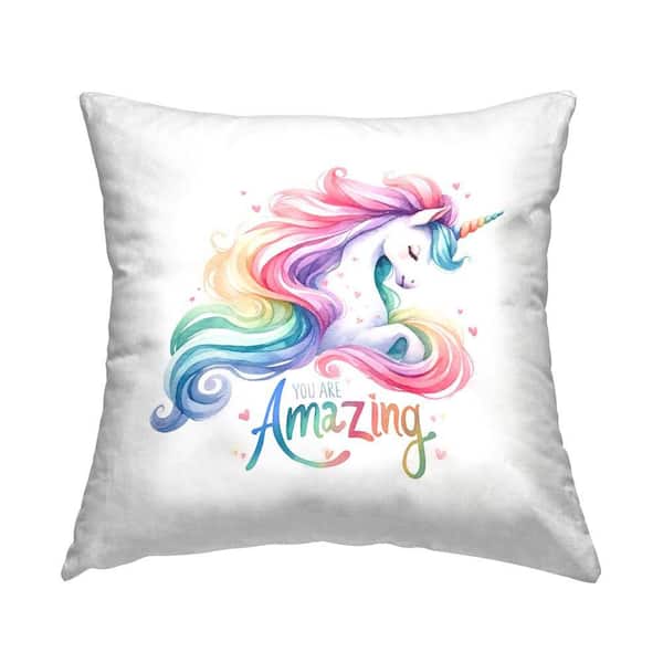 Stupell Industries Amazing Pastel Unicorn Multi-Color Print Polyester 18 in. x 18 in. Throw Pillow