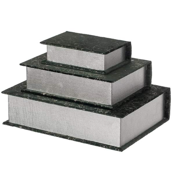 Vintiquewise Green Velvet Vintage Storage Wooden Antique Classic Decorative Book Box Holder (Set of 3)