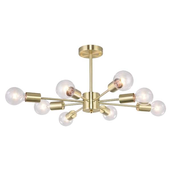 RRTYO Taraji 24.01 in. 8-Light Semi Gold Semi-Flush Mount