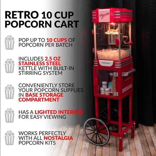 nostalgia popcorn maker & concession cart red