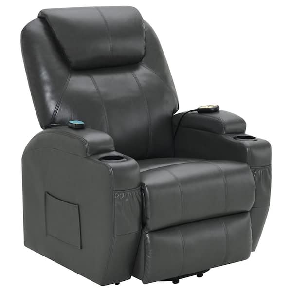 Coaster Sanger Charcoal Gray Upholstered Power Lift Recliner Chair with Massage