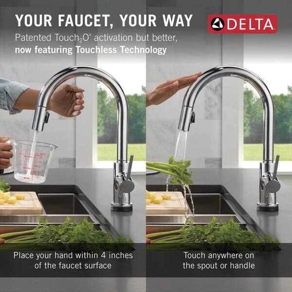Delta Trinsic Touch Chrome 1-Handle Deck-Mount Pull-Down Touch Kitchen Faucet