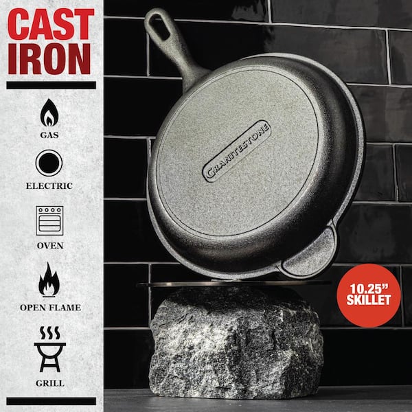 10.25-Inch Cast Iron Skillet Set (Pre-Seasoned), Including Large