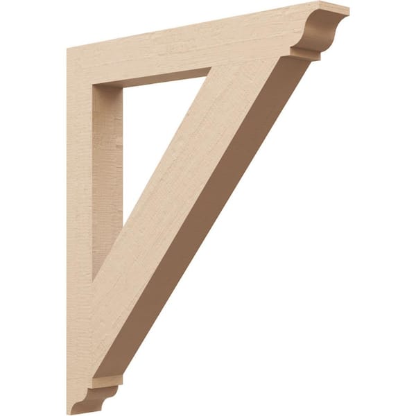 Ekena Millwork 3.5 in. x 32 in. x 28 in. Traditional Traditional Rough Cedar Woodgrain Timberthane Polyurethane Bracket, Primed Tan