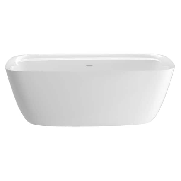 67 in. x 31 in. Acrylic Freestanding Soaking Bathtub with Center Drain in Gloss White