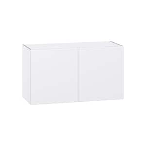Fairhope Bright White Slab Assembled Wall Bridge Kitchen Cabinet (36 in. W x 20 in. H x 14 in. D)