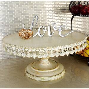 White Decorative Cake Stand with Lace Inspired Edge