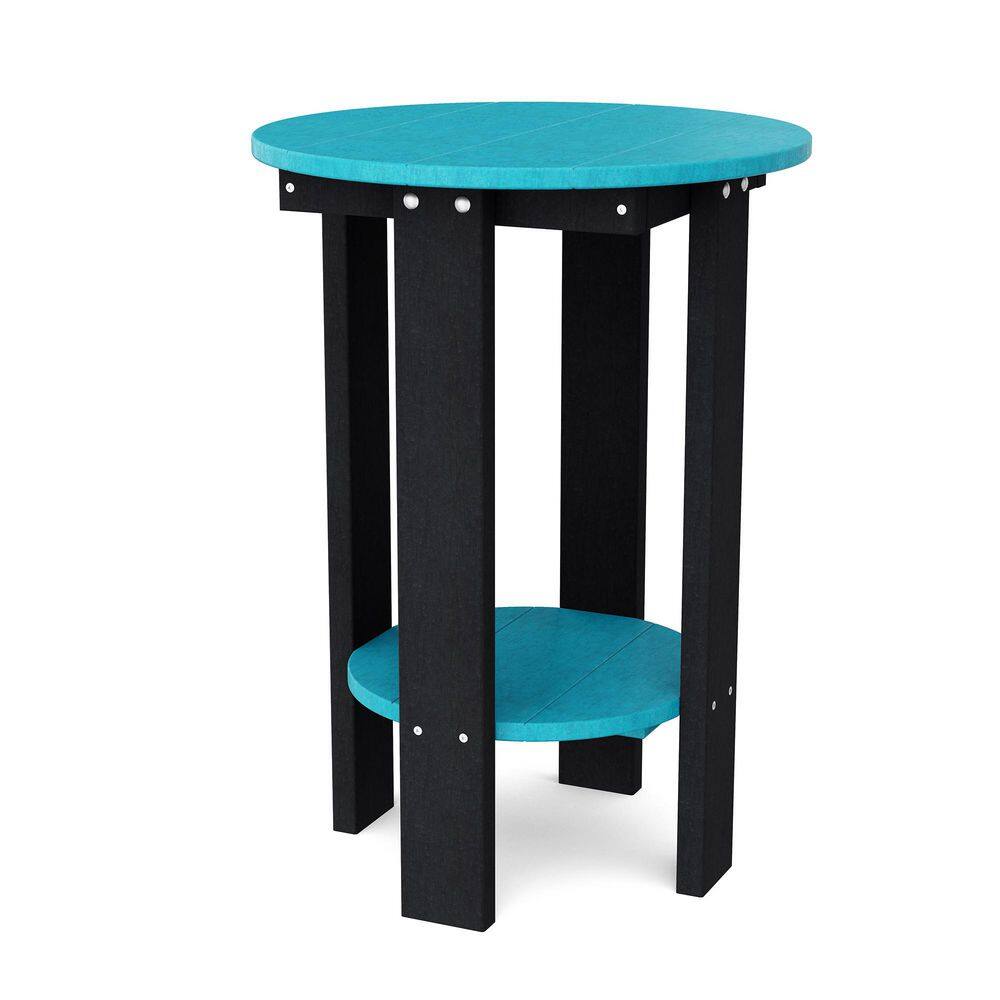 Heritage Aruba Blue and Black Round HDPE Plastic Outdoor Side Balcony Table price history on PriceWatchPro