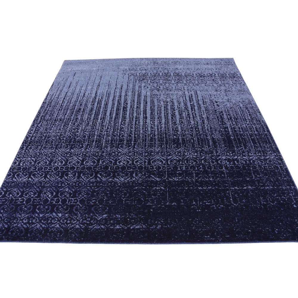 Modern Indigo Square Synthetic Tufted Rug - Easy Care & Stain-Resistant
