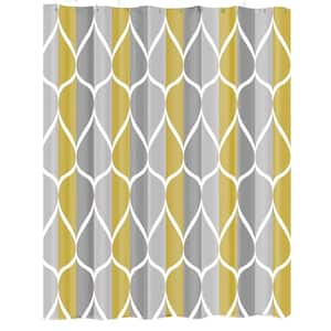 Waterproof 72 in. W x 72 in. L Quick-Drying Polyester Shower Curtain in Gray-Yellow