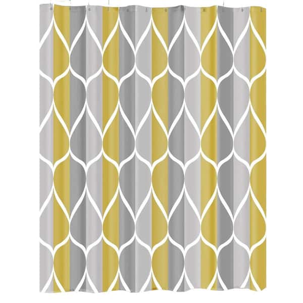 Aoibox Waterproof 72 in. W x 72 in. L Quick-Drying Polyester Shower Curtain in Gray-Yellow