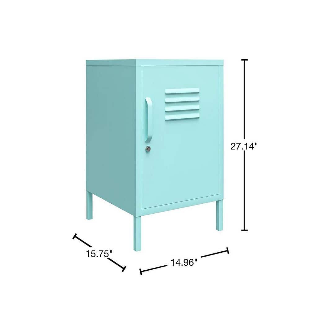 Mint Metal Locker End Table with Storage