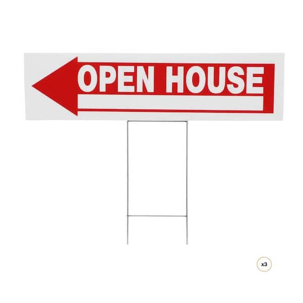 6 in. x 24 in. Plastic Open House Sign (3-Count)