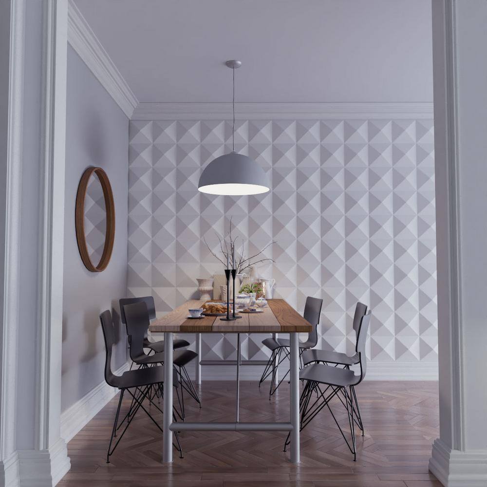 White Textured PVC 3D Wall Panels, 11.88" x 11.88", 10-Pack