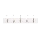 27 in. White Rail with 5 Satin Nickel Hooks