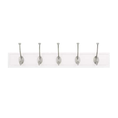 Franklin Brass Heavy Duty Hook Rail Wall Hooks 6 Hooks, 27 Inches, White &  Satin Nickel Finish, FBHDCH6-WSE-R - Vanoos Grillette