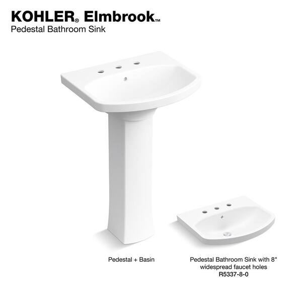 KOHLER Elmbrook 7 in. W x 8 in. D Rectangular Pedestal Sink Base in White