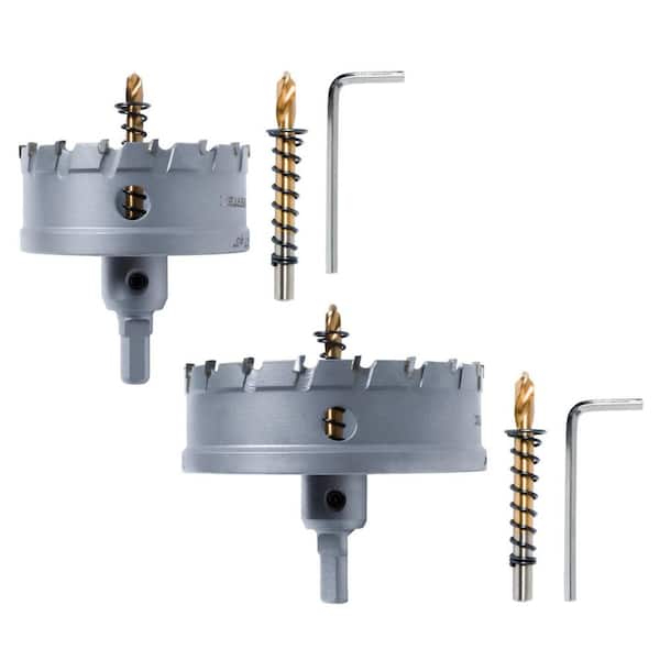 3 in. & 4 in. Tungsten Carbide Tipped Hole Saws Set with Titanium-Plated Pilot Drill Bit for Soft & Hard Metal